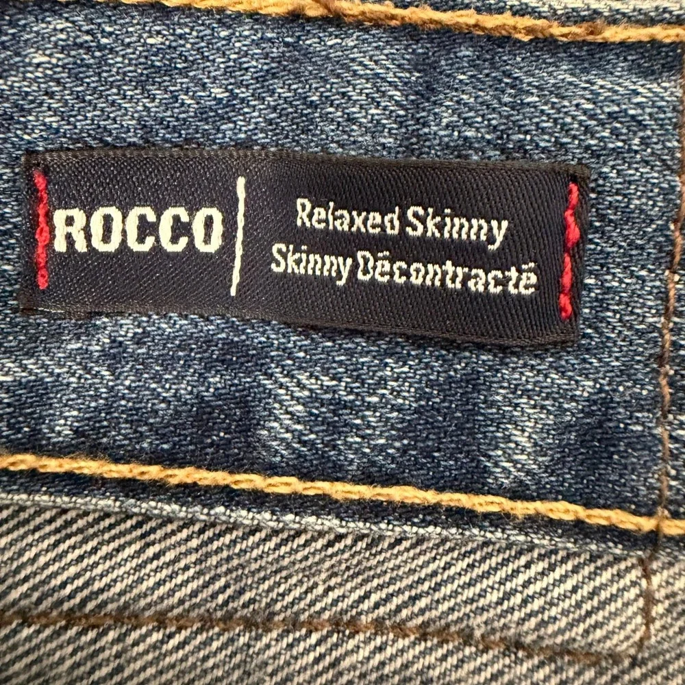 True Religion Rocco Relaxed Skinny Jeans Medium Blue Wash Distressed Mens 34